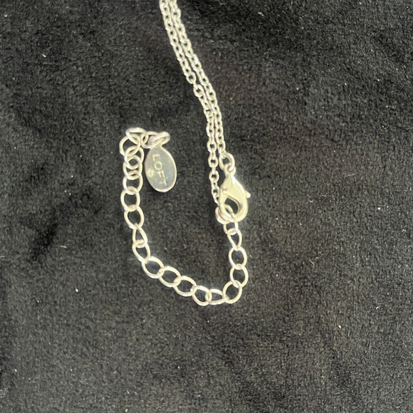 LOFT Signed Three Tier Silvertone Necklace with Teardrop Gems - Picture 4 of 4